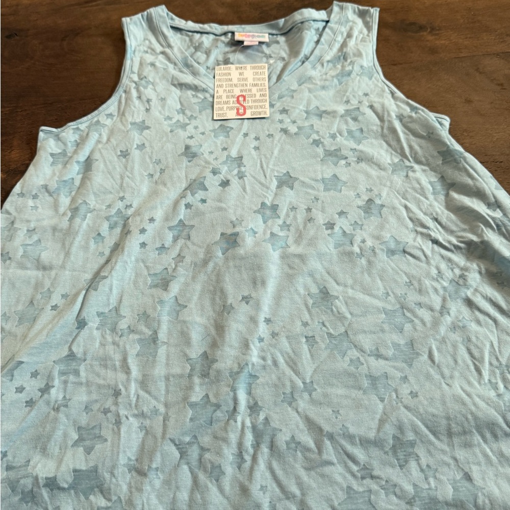 LuLaRoe Sky Blue Star Burnout Kristina Tank Top